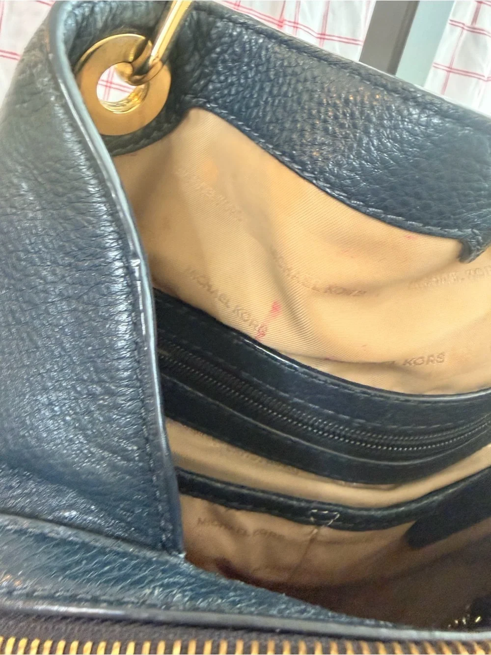 MICHAEL MICHAEL KORS | Kensington Navy Leather Tote Bag
